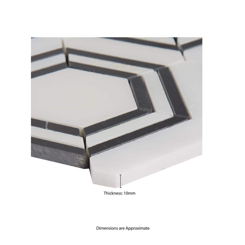 11" X 13" Georama Nero Polished Geometric Black Hexagon Mosaic Sheet (9.9SQ FT/CTN) - BUILDMYPLACE