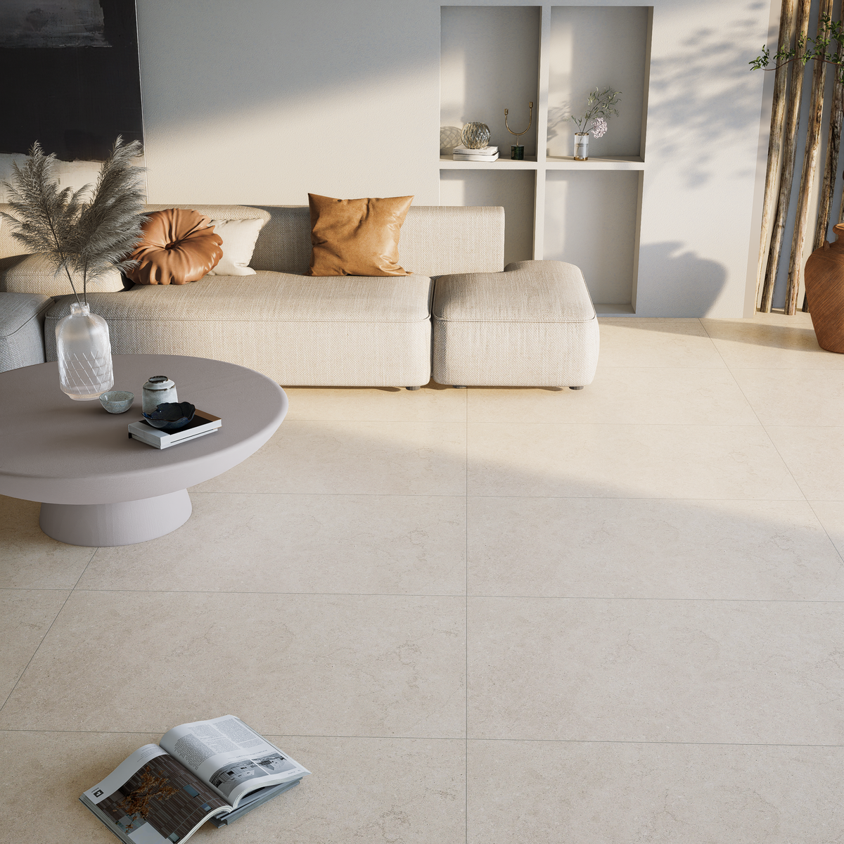 12 x 24 in Lumino Dune Heritage Texture Pressed Glazed Porcelain Tile