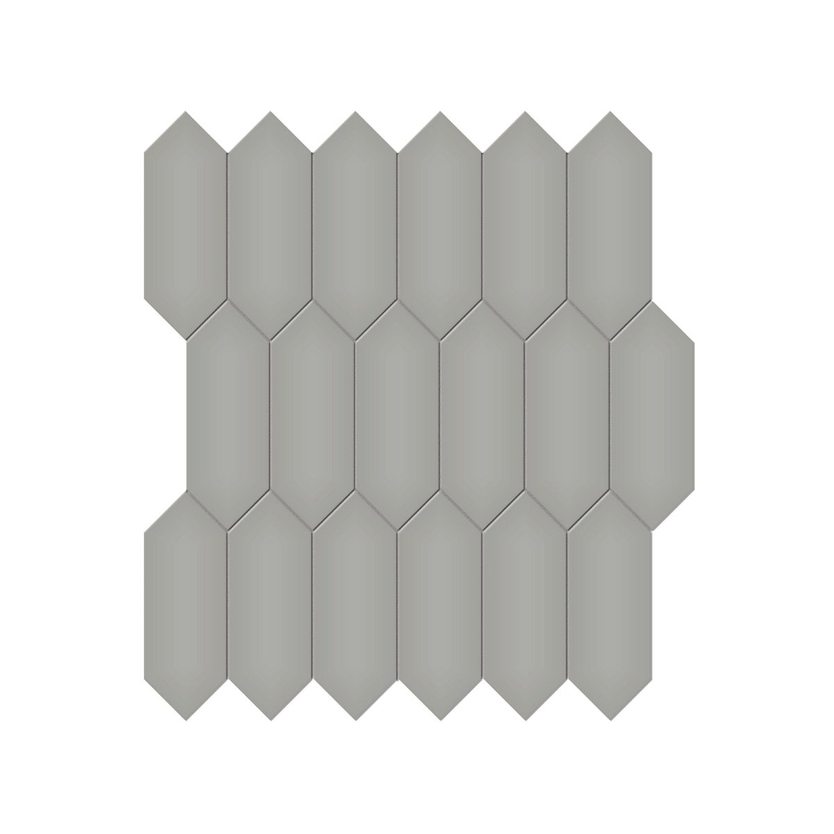 2 X 5 In Picket Soho Cement Chic Matte Glazed Porcelain Mosaic - BUILDMYPLACE