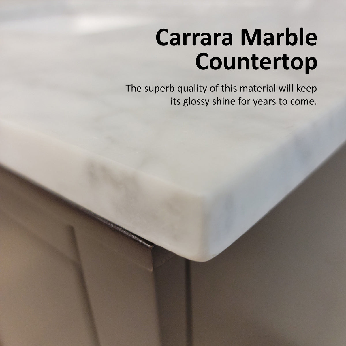 Dukes 48 in. Freestanding Bathroom Vanity with White Carrara Marble Top, White Square Sink