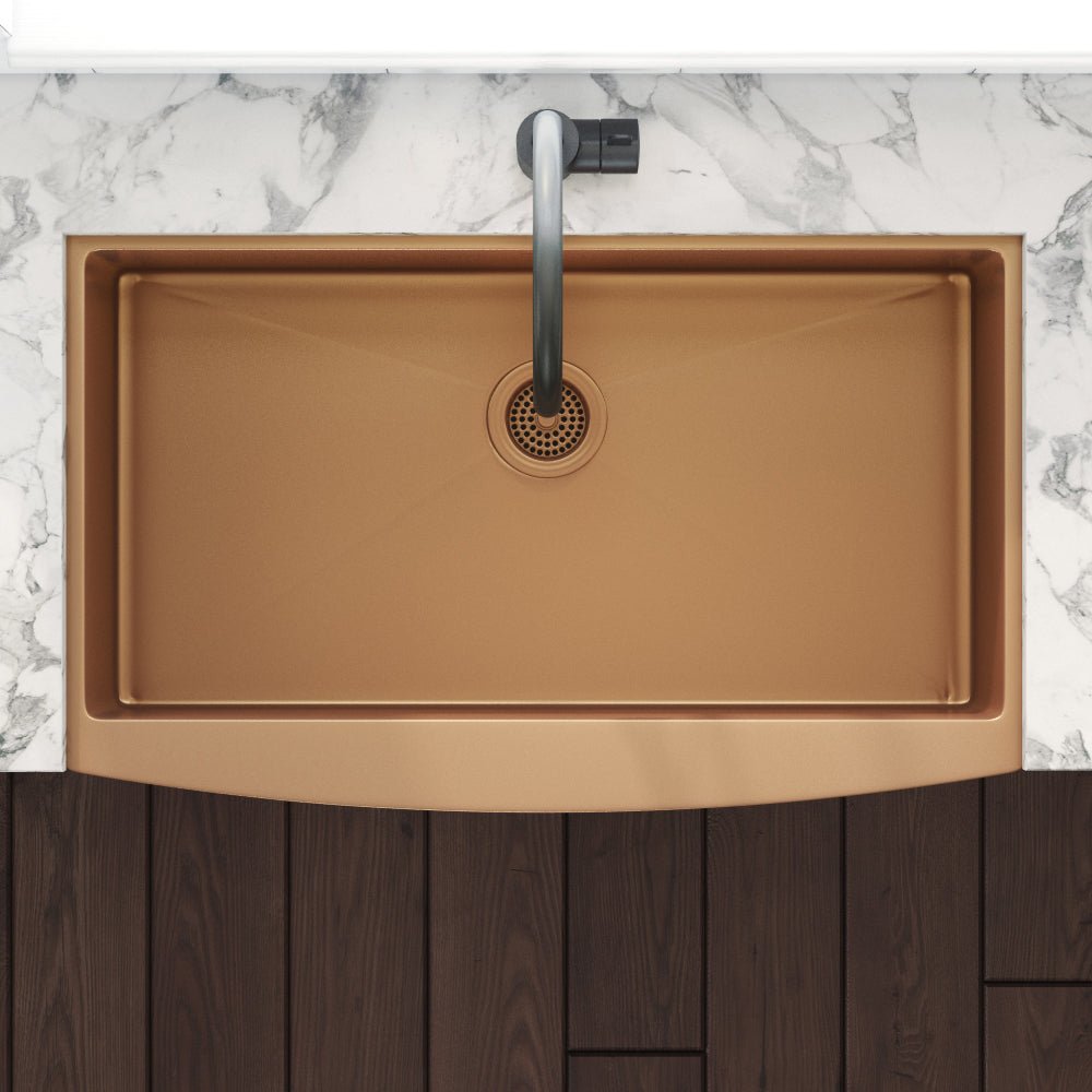 30 - inch Apron - Front Farmhouse Kitchen Sink - Copper Tone Matte Bronze Stainless Steel Single Bowl - BUILDMYPLACE