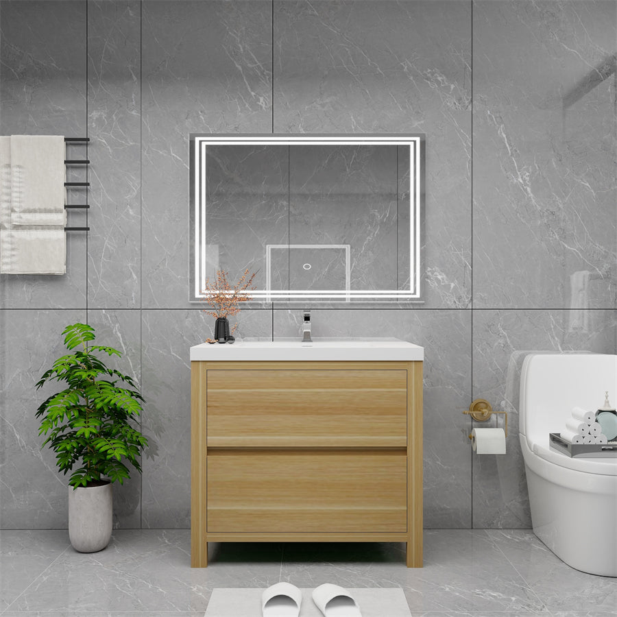 Louis 36 In. Freestanding Single Sink Bathroom Vanity Cabinet with Acrylic Sink Top & Soft Closing Drawers