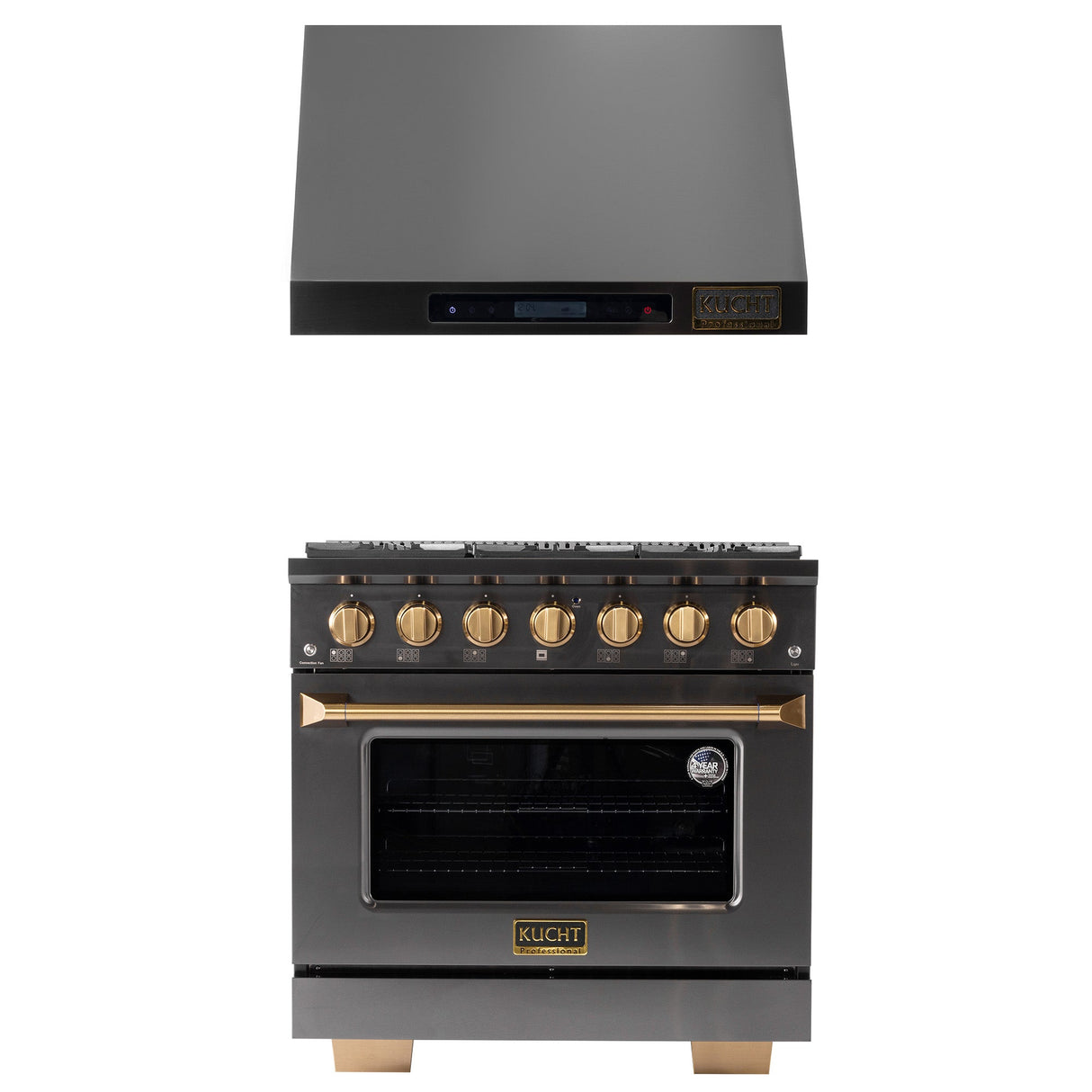 KUCHT Gemstone Professional 36 in. 5.2 cu. ft. Natural Gas Range with Sealed Burners and Convection Oven in Titanium Stainless Steel