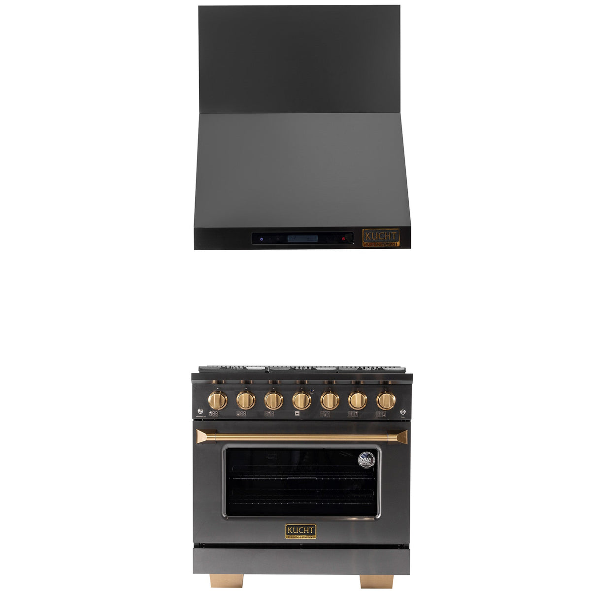 KUCHT Gemstone Professional 36 in. 5.2 cu. ft. Propane Gas Range with Sealed Burners and Convection Oven in Titanium Stainless Steel