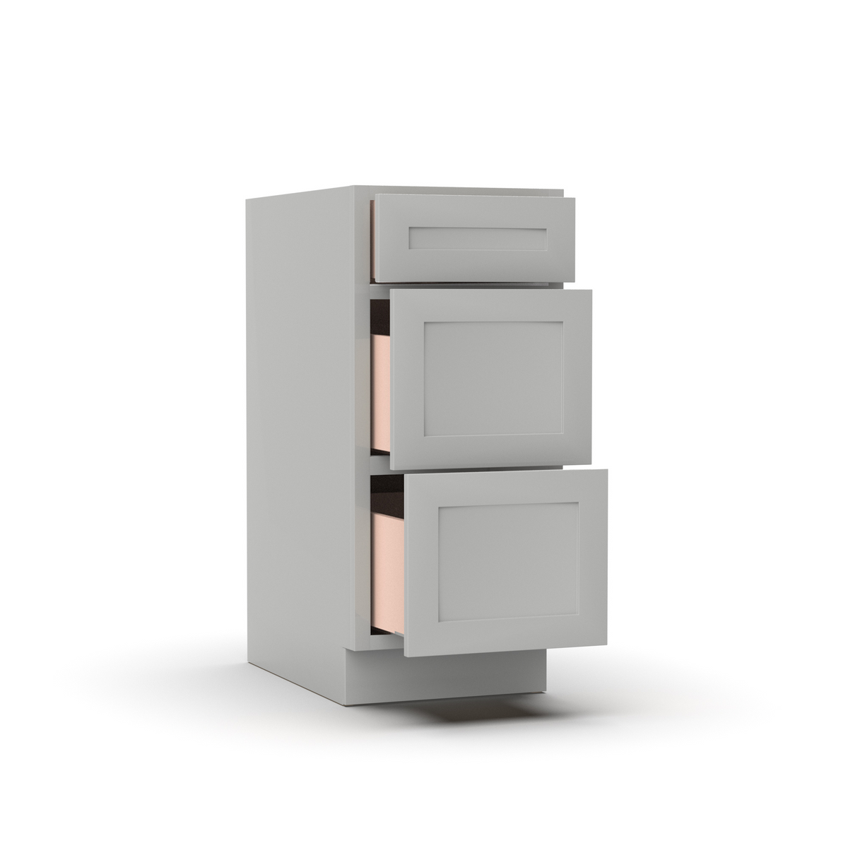 Liberty Shaker Ashen - 15 Inch Three Drawer Base Cabinet - 15" Width x 34.5" Height x 24" Depth