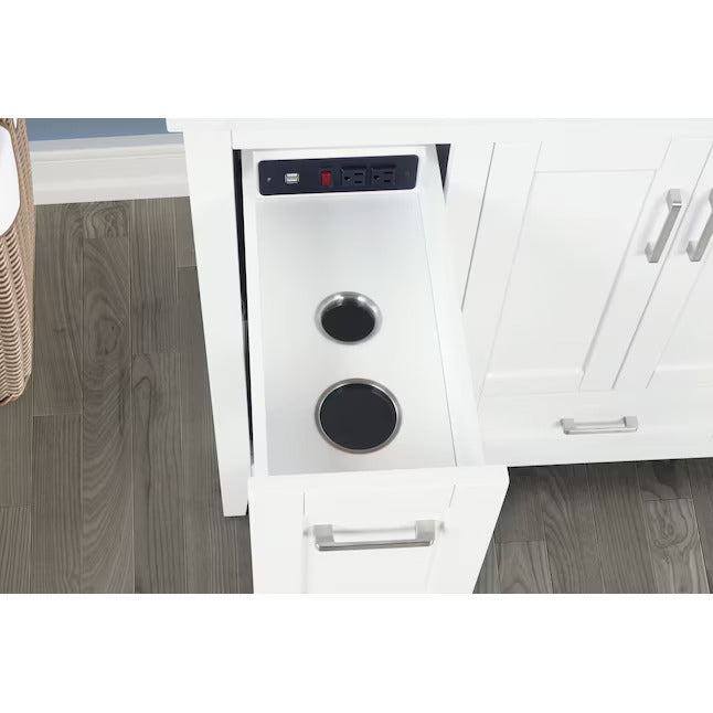 Allen-Roth Christy 42-In Carrara White Undermount Single Sink Bathroom Vanity With White Engineered Marble Top