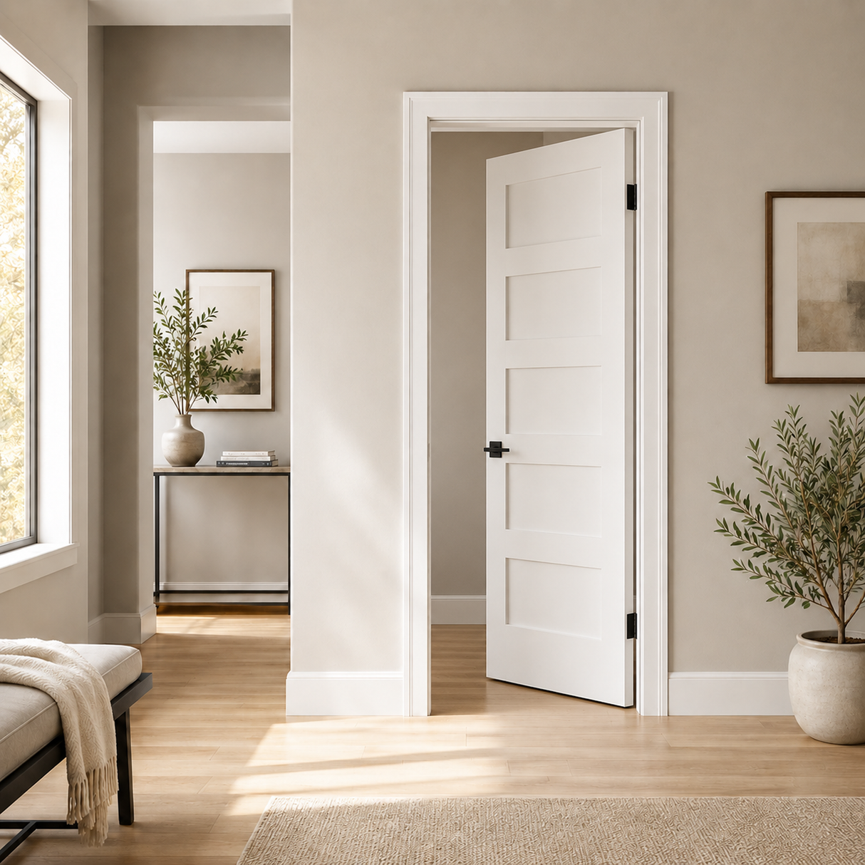 Ivanees 5-Panel Solid Core Shaker Door Slab 80 Inch Height