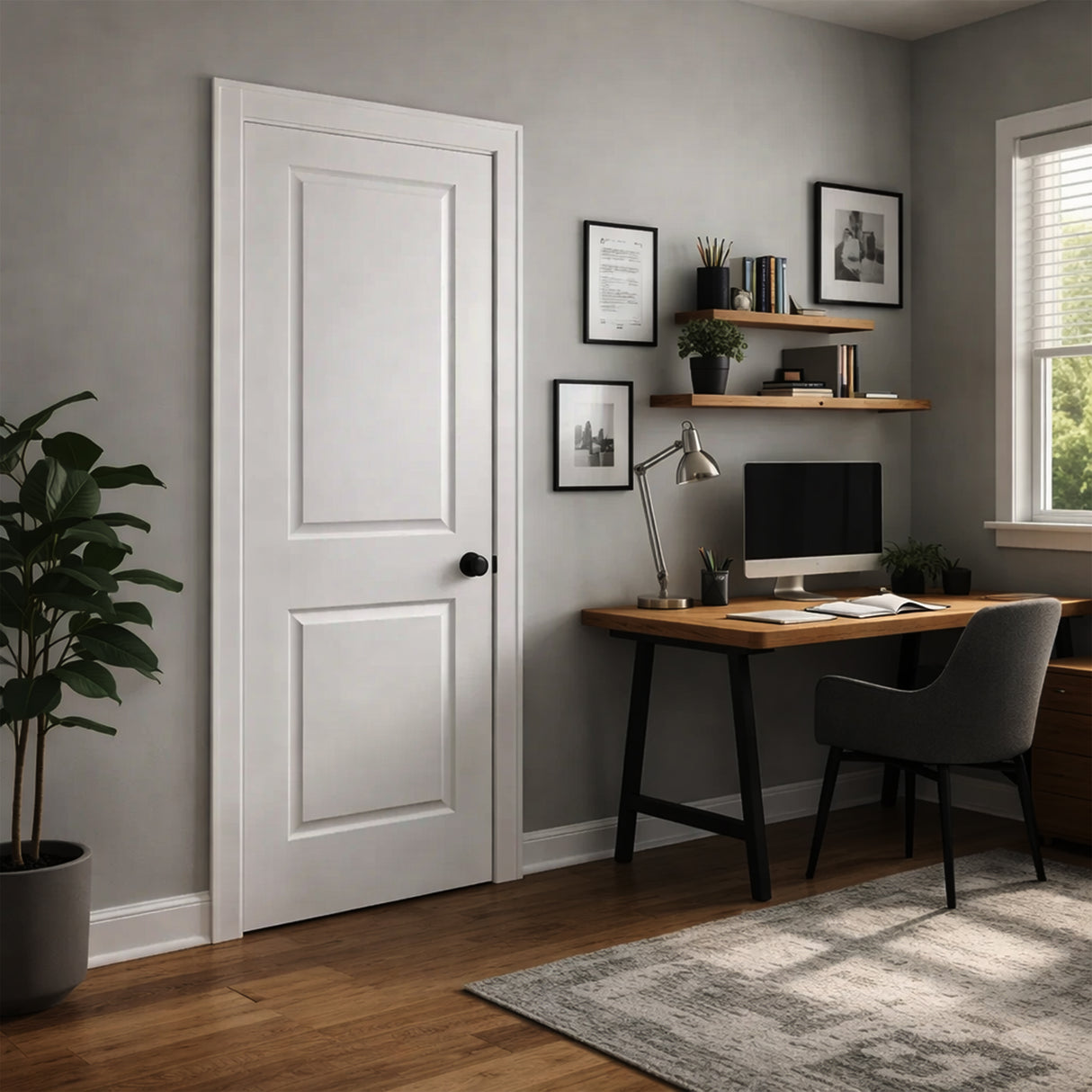 Ivanees 2-Panel Hollow Core Molded Raised Panel Door Slab 80 Inch Height
