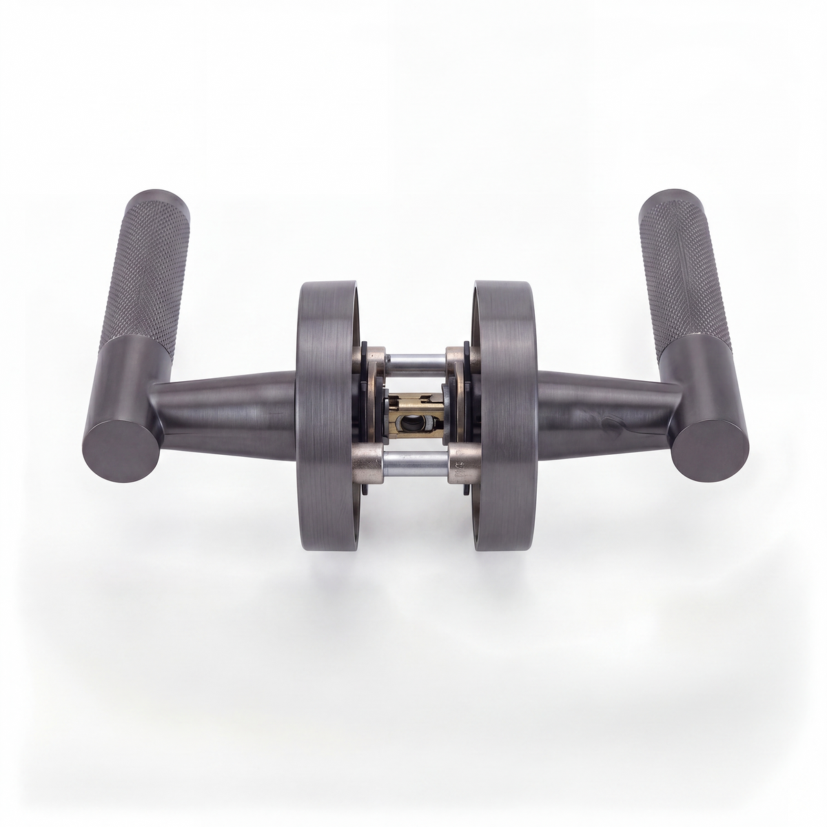 Ivanees Heavy Duty Passage Leverset in Brushed Gun Metal Finish with Concealed Screws
