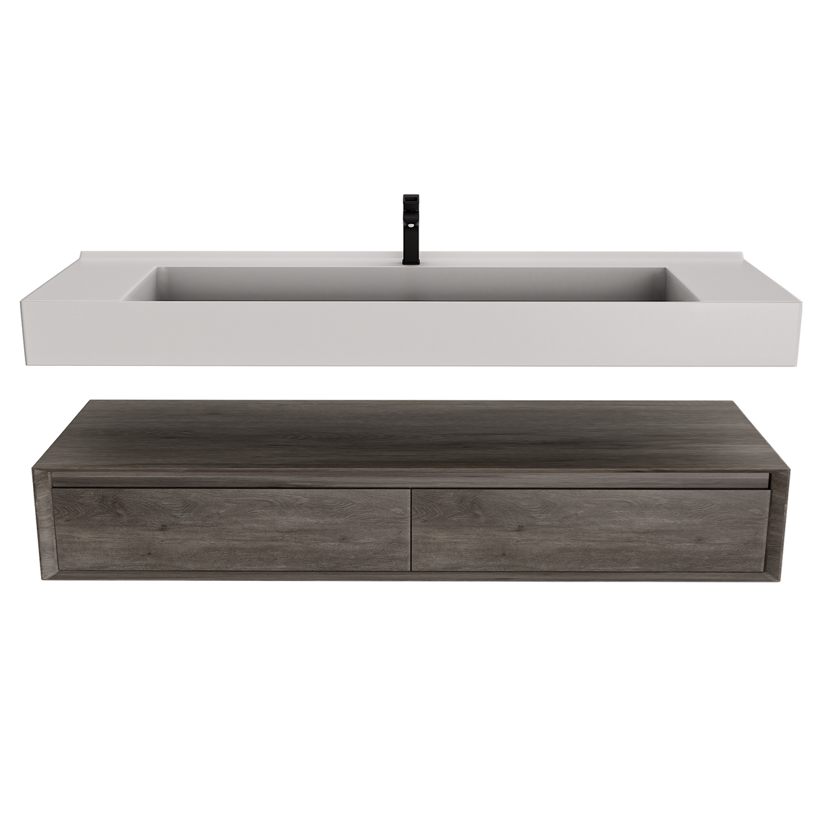 Alysa 60" Floating Bathroom Vanity Set with FLX16 Acrylic Single Sink Top