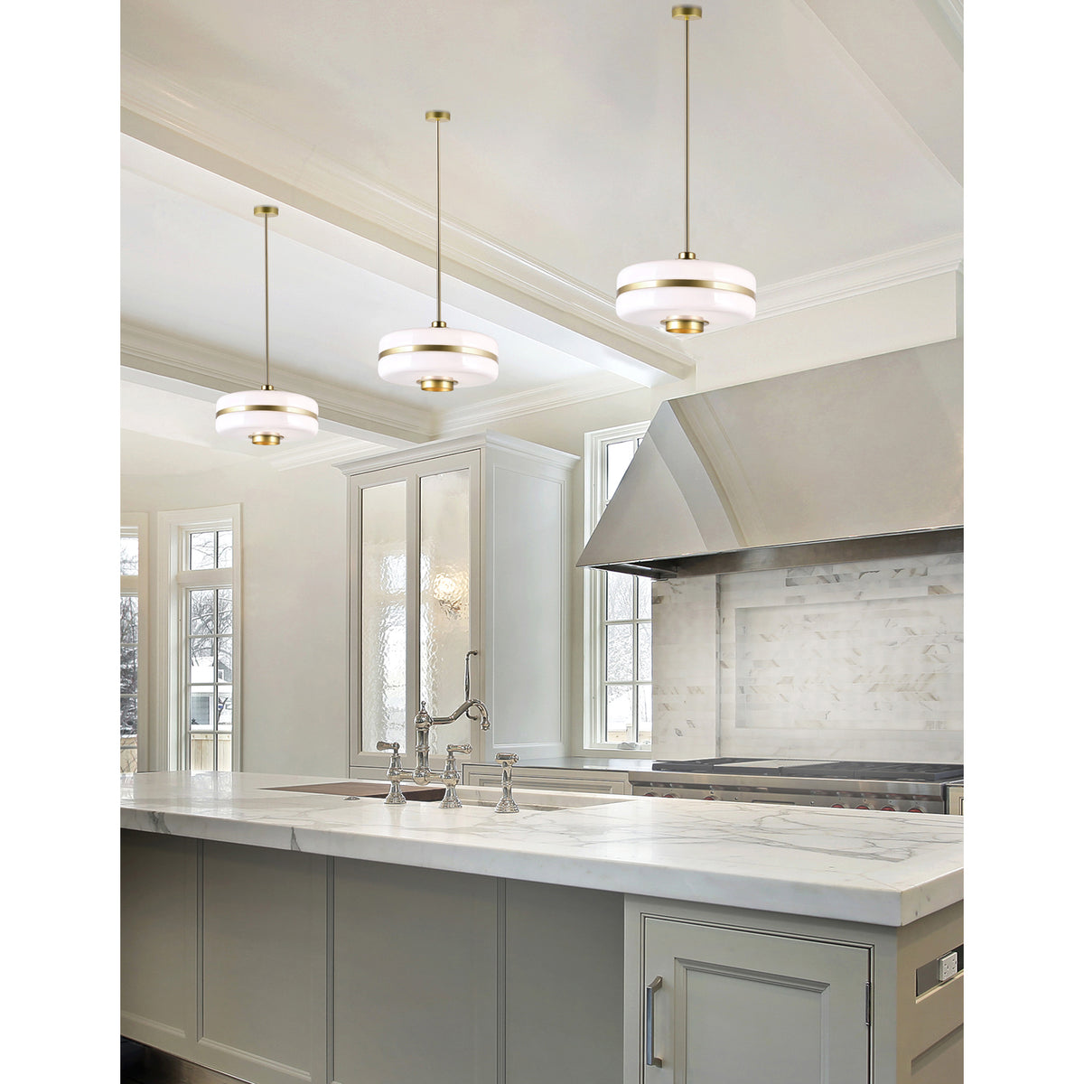 Elementary 1 Light Down Pendant With Pearl Gold Finish