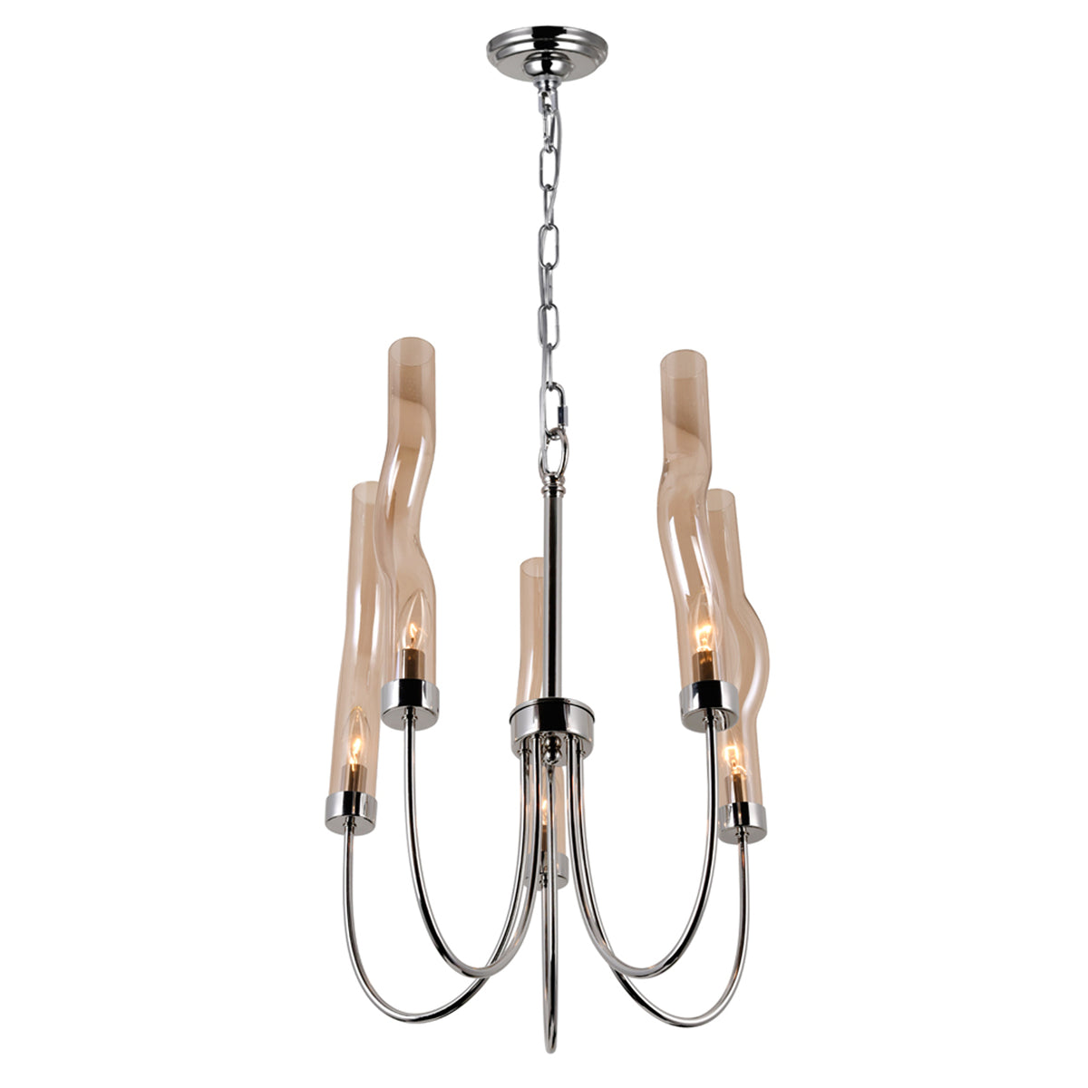 Meduse 5 Light Chandelier With Polished Nickel Finish