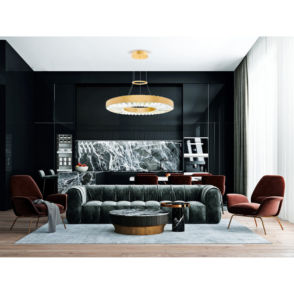 Bjoux Chandelier Light With Sun Gold Finish