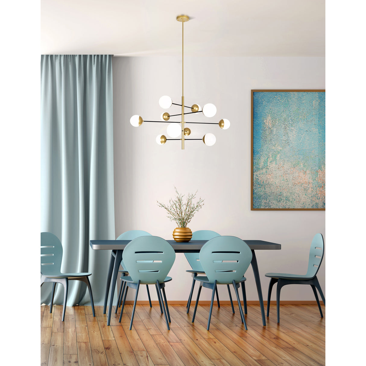 Compass 10 Light Medallion Gold Chandelier