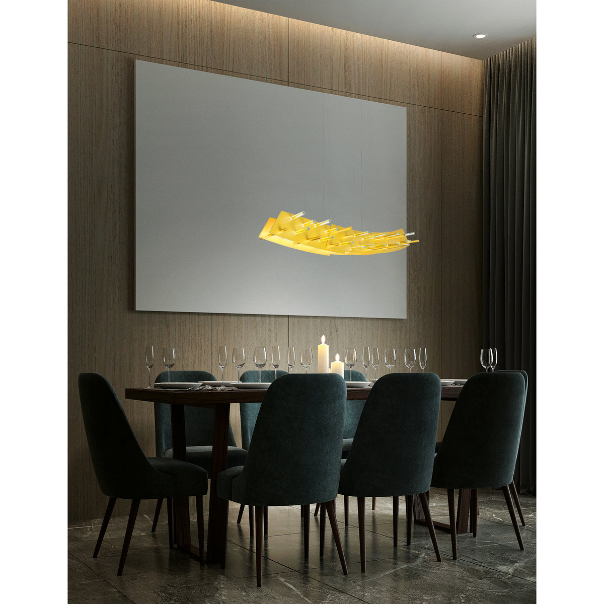 Gondola LED Chandelier With Satin Gold Finish