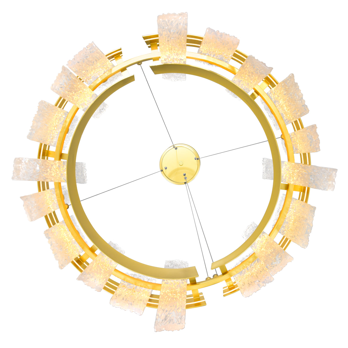 Guadiana Integrated LED 24in Satin Gold Chandelier with Handcrafted Glass