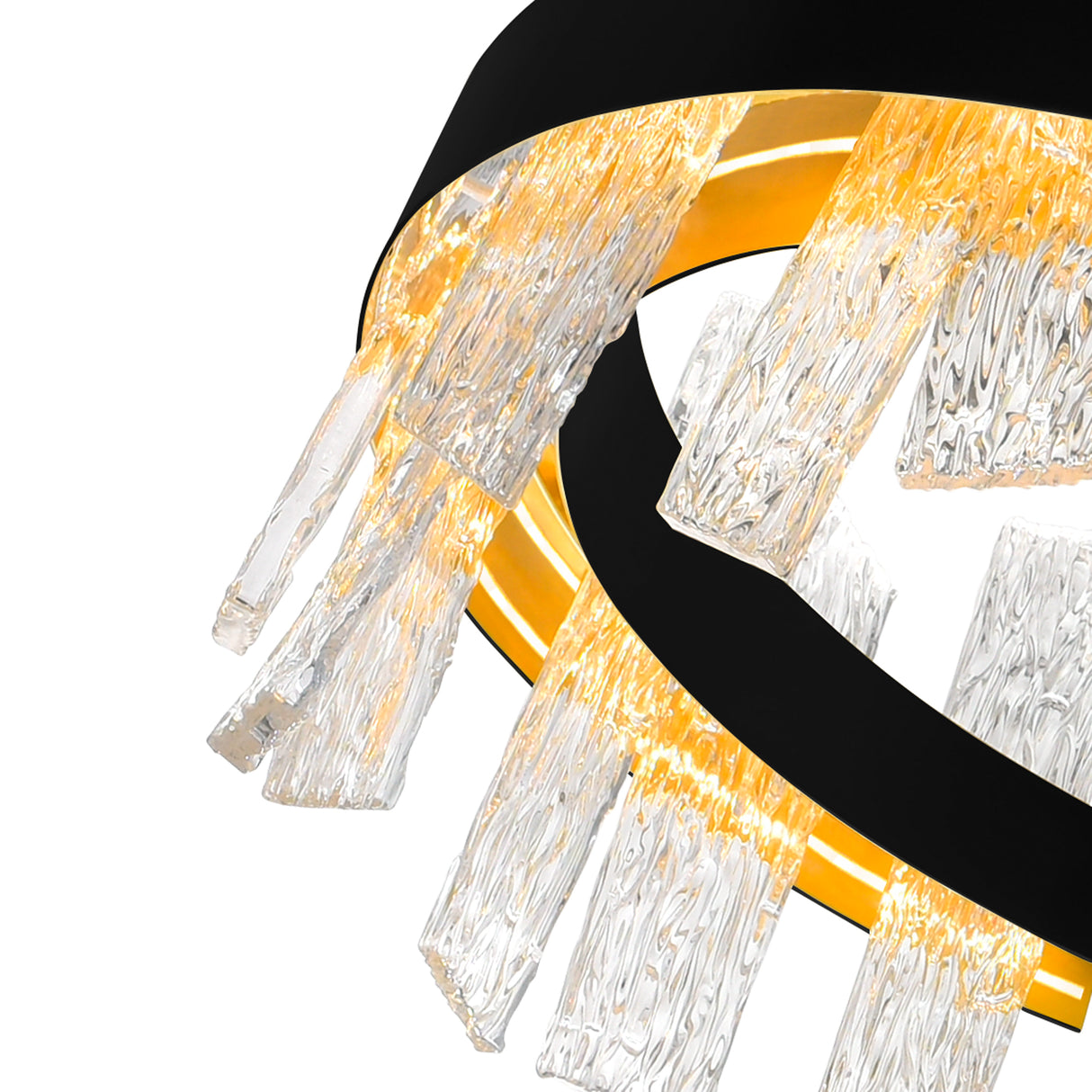 Guadiana Integrated LED 32in Black Chandelier with Handcrafted Glass