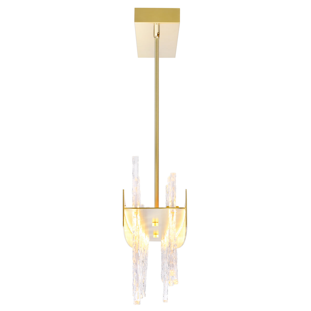 Guadiana Integrated LED 39in Satin Gold Chandelier with Handcrafted Glass