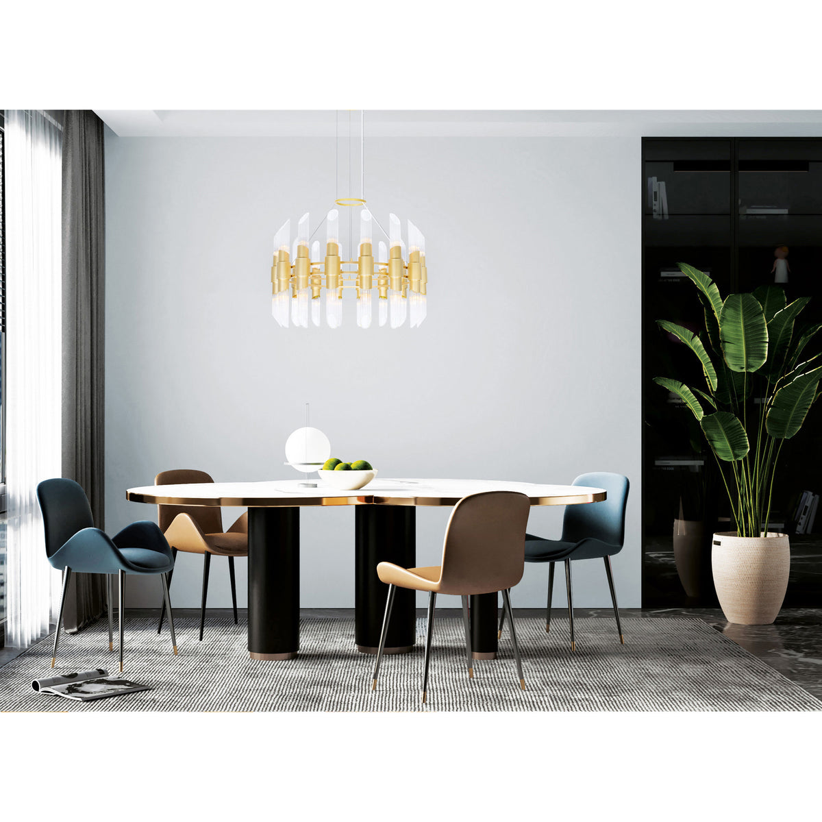 Croissant 36 Light Chandelier With Satin Gold Finish