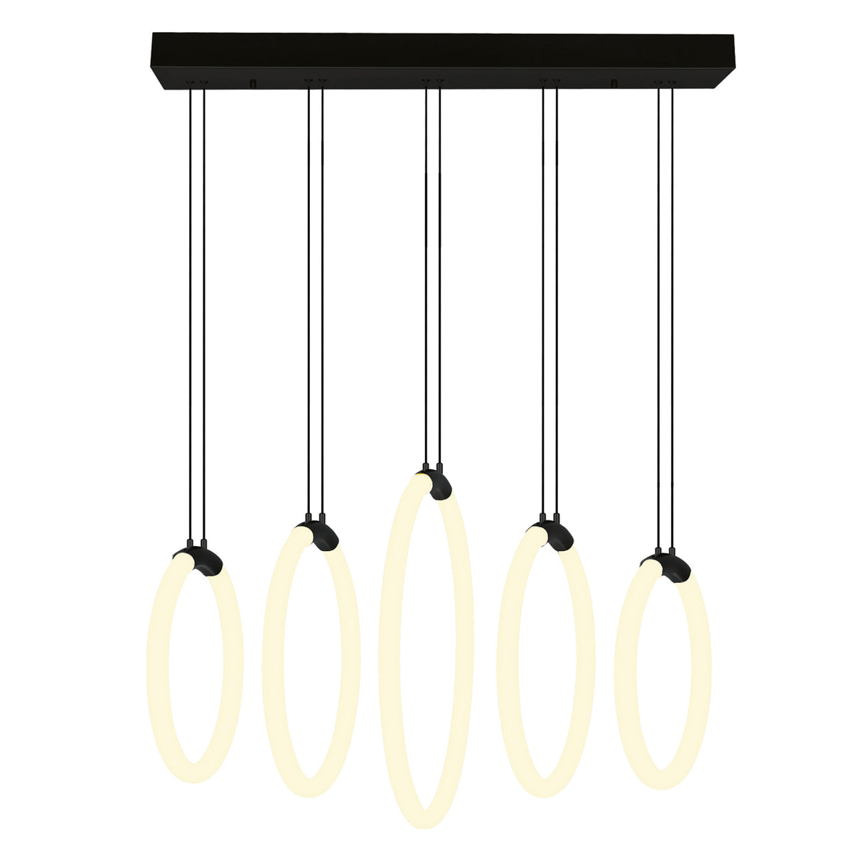 Hoops Integrated LED 23in 5 Ring Black Chandelier