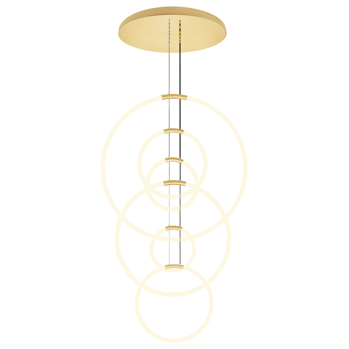 Hoops Integrated LED 35in 6 Ring Satin Gold Chandelier