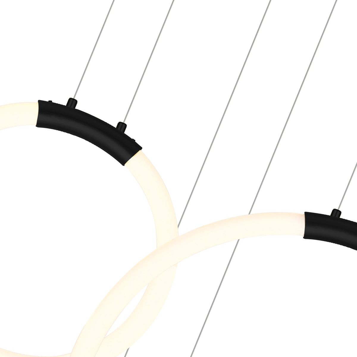 Hoops Integrated LED 44in 5 Ring Black Chandelier