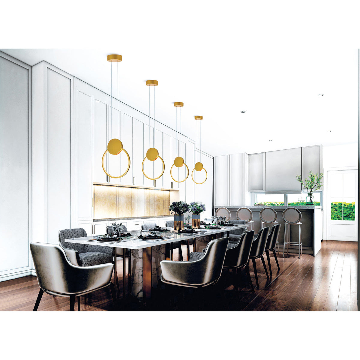 Pulley Integrated LED 12in Satin Gold Mini Pendant