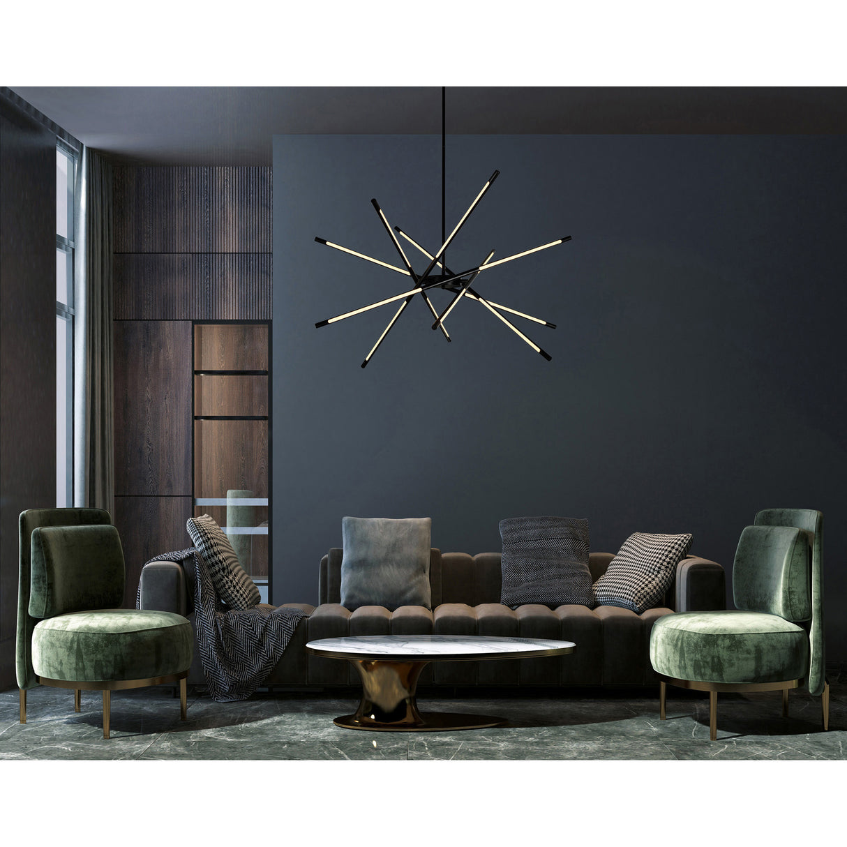 Oskil Integrated LED 31in Black Chandelier