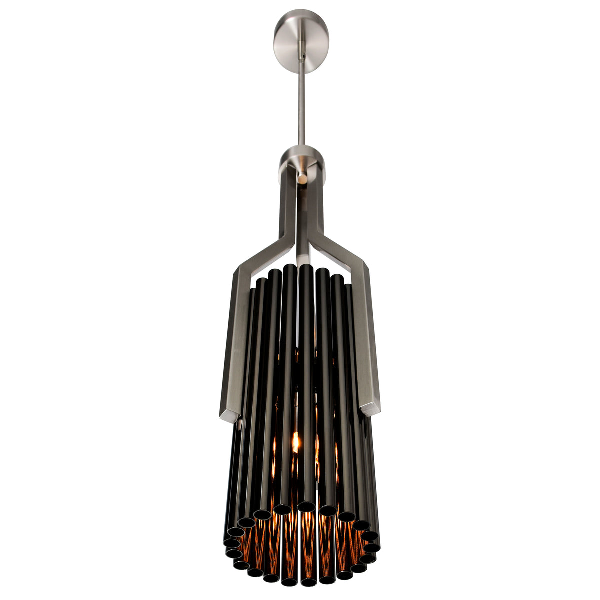 Fermont 6 Light Satin Nickel and Pearl Black Mini Pendant