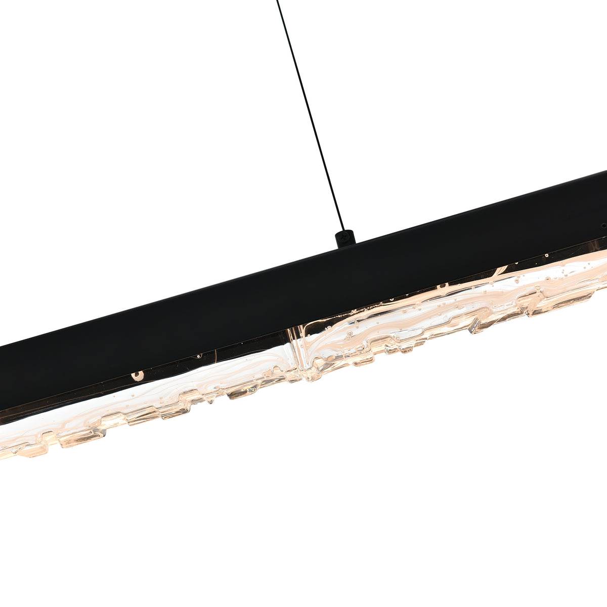 Valira Integrated LED 48in Black Chandelier with Handcrafted Glass