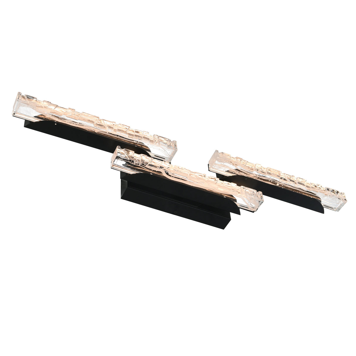Valira Integrated LED Black Vanity Light with Handcrafted Glass