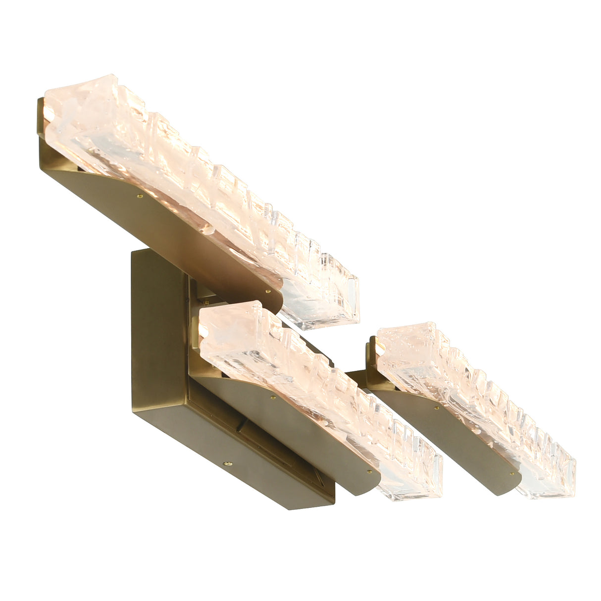 Valira Integrated LED Brass Vanity Light with Handcrafted Glass