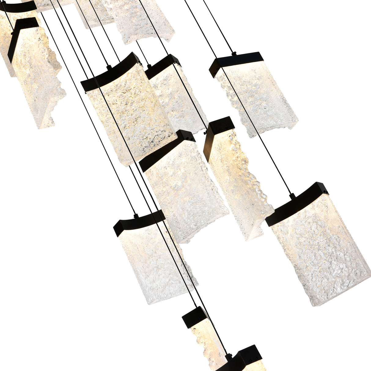Lava Integrated LED 24in Black Chandelier with Handcrafted Glass