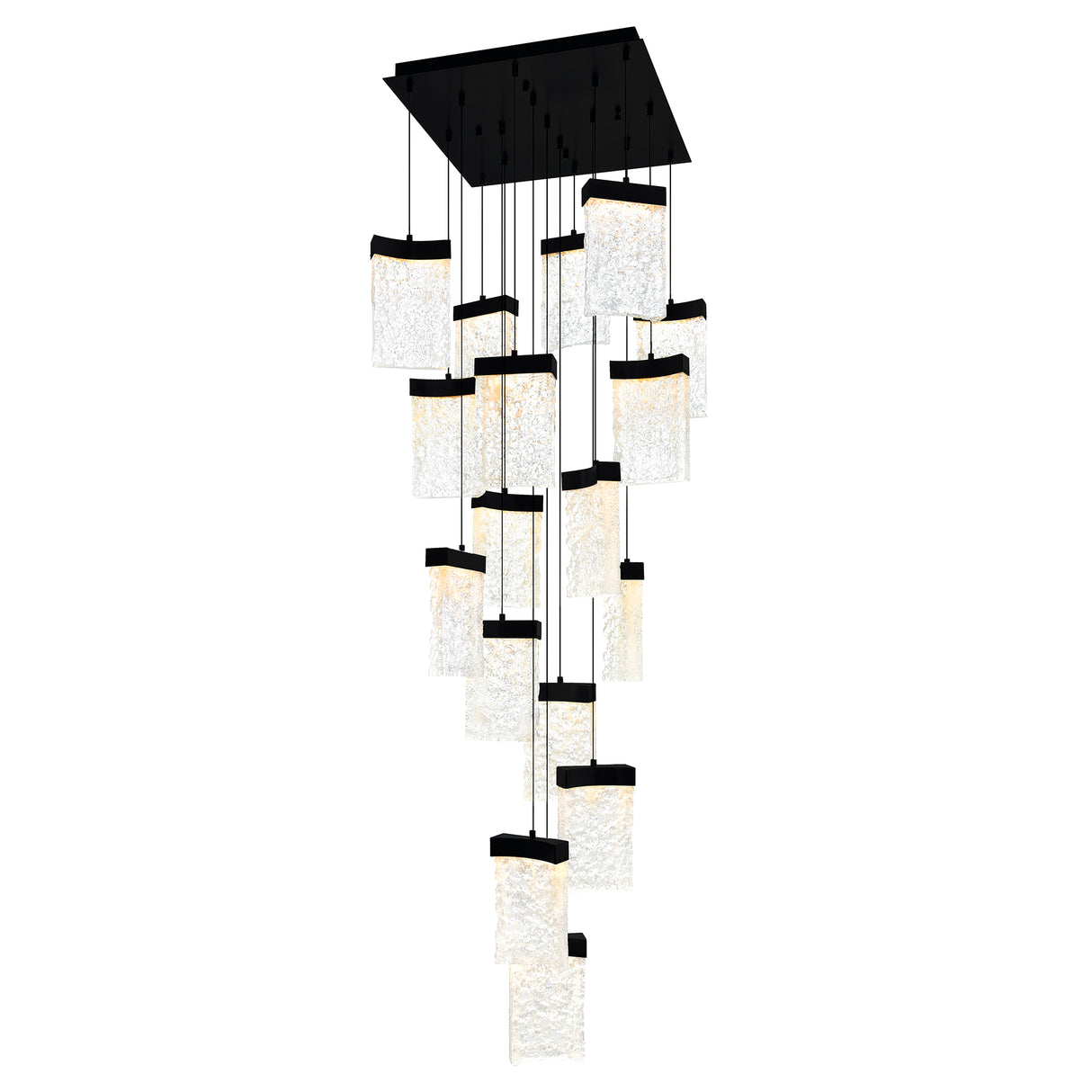 Lava Integrated LED 24in Black Chandelier with Handcrafted Glass