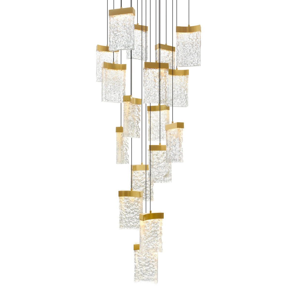 Lava Integrated LED 24in Brass Chandelier with Handcrafted Glass