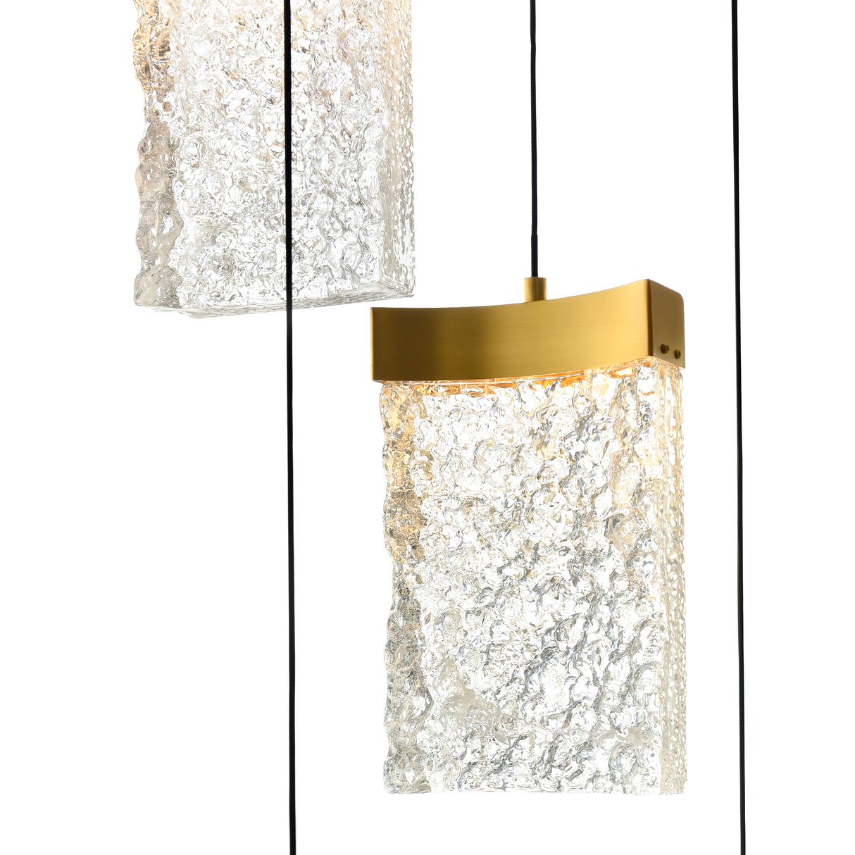 Lava Integrated LED 24in Brass Chandelier with Handcrafted Glass