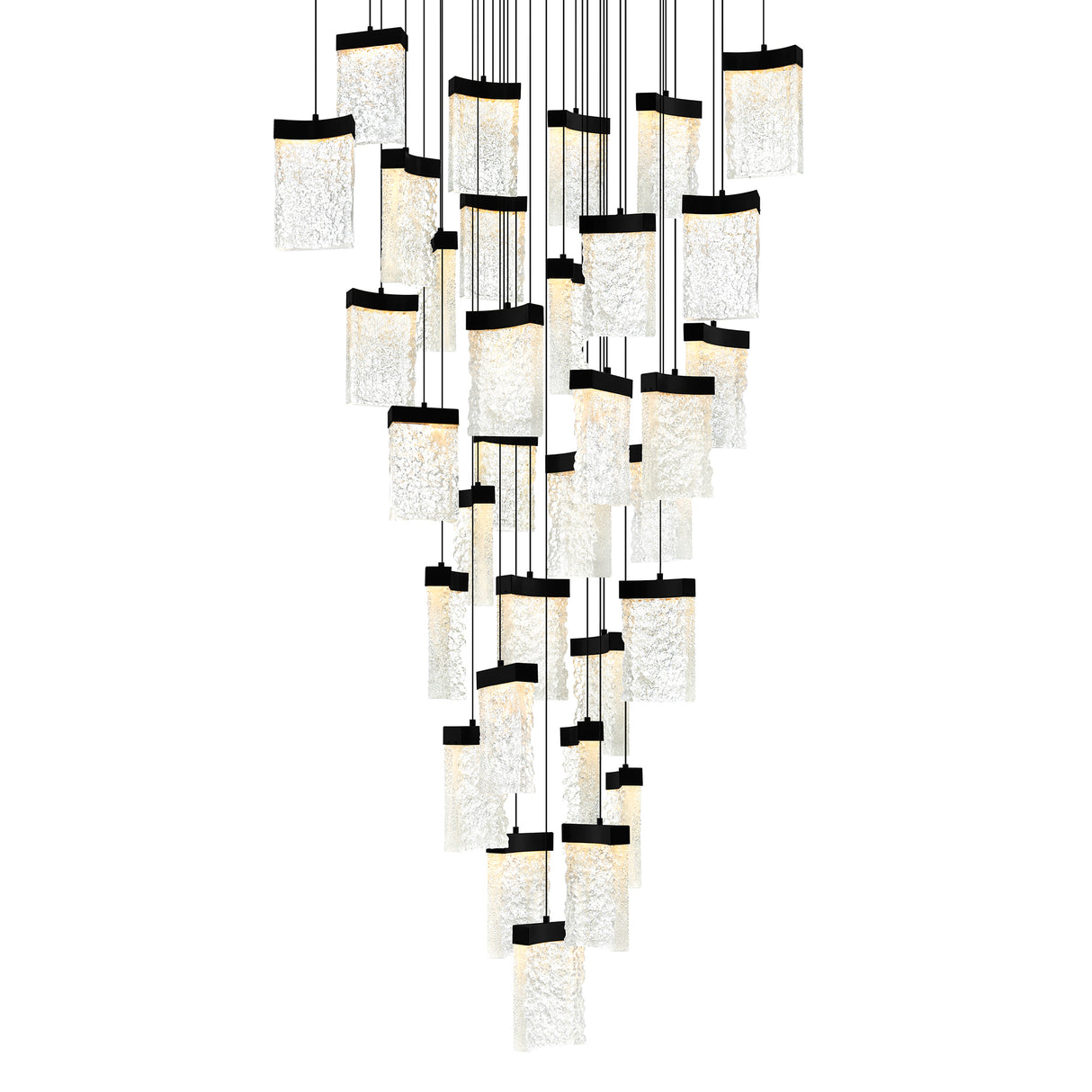Lava Integrated LED 36in Black Chandelier with Handcrafted Glass