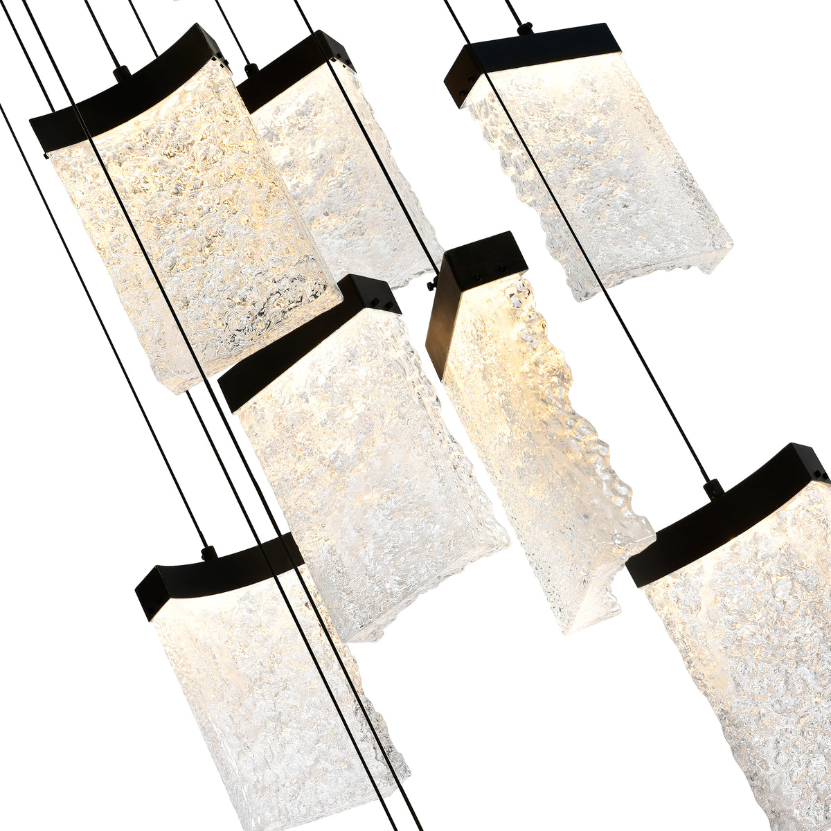 Lava Integrated LED 48in Black Chandelier with Handcrafted Glass