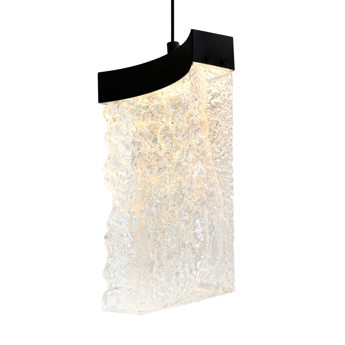 Lava Integrated LED 48in Black Chandelier with Handcrafted Glass