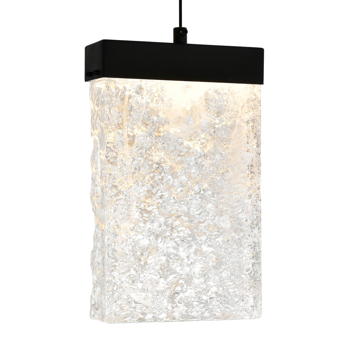 Lava Integrated LED 48in Black Chandelier with Handcrafted Glass