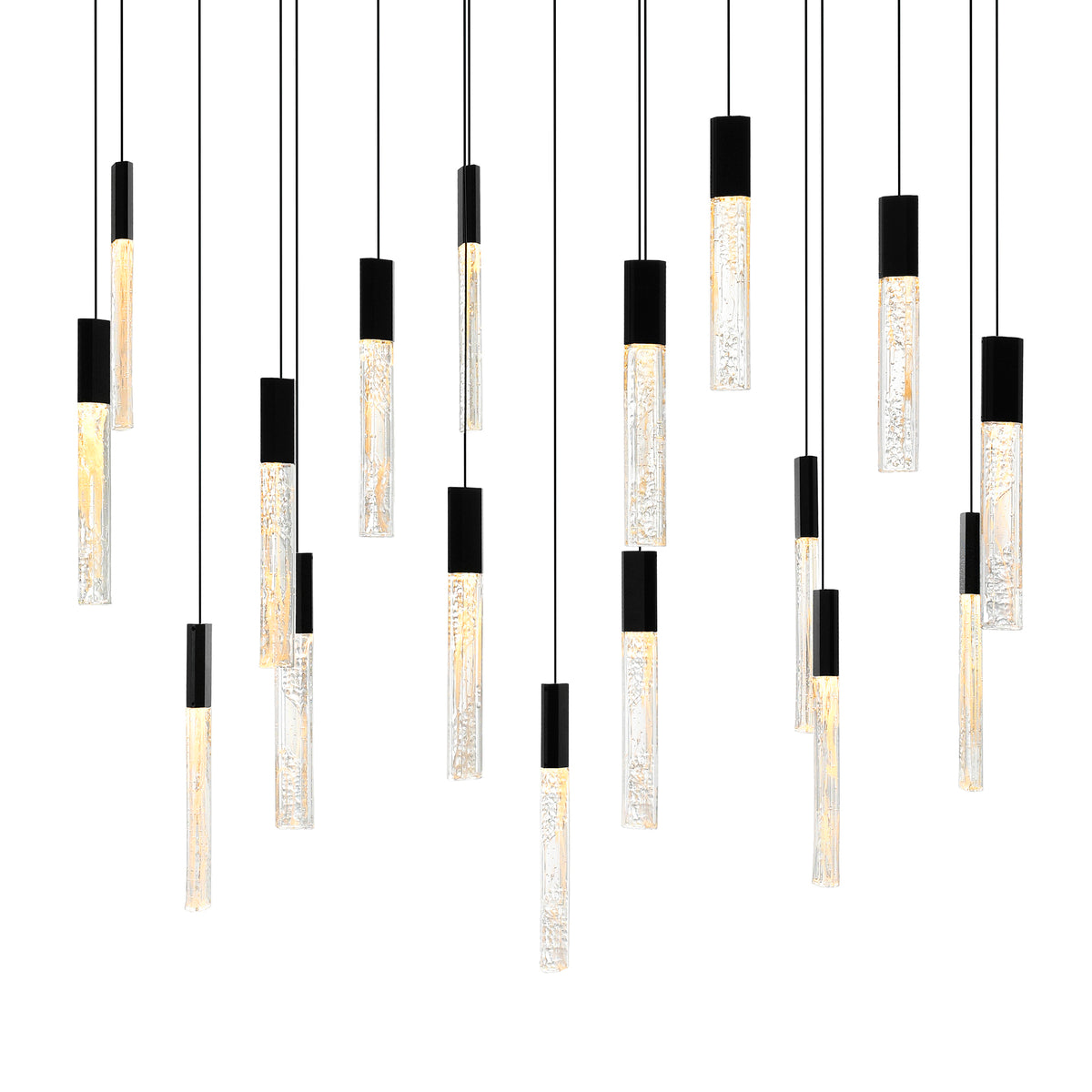 Greta Integrated LED 48in Black Chandelier with Handcrafted Glass
