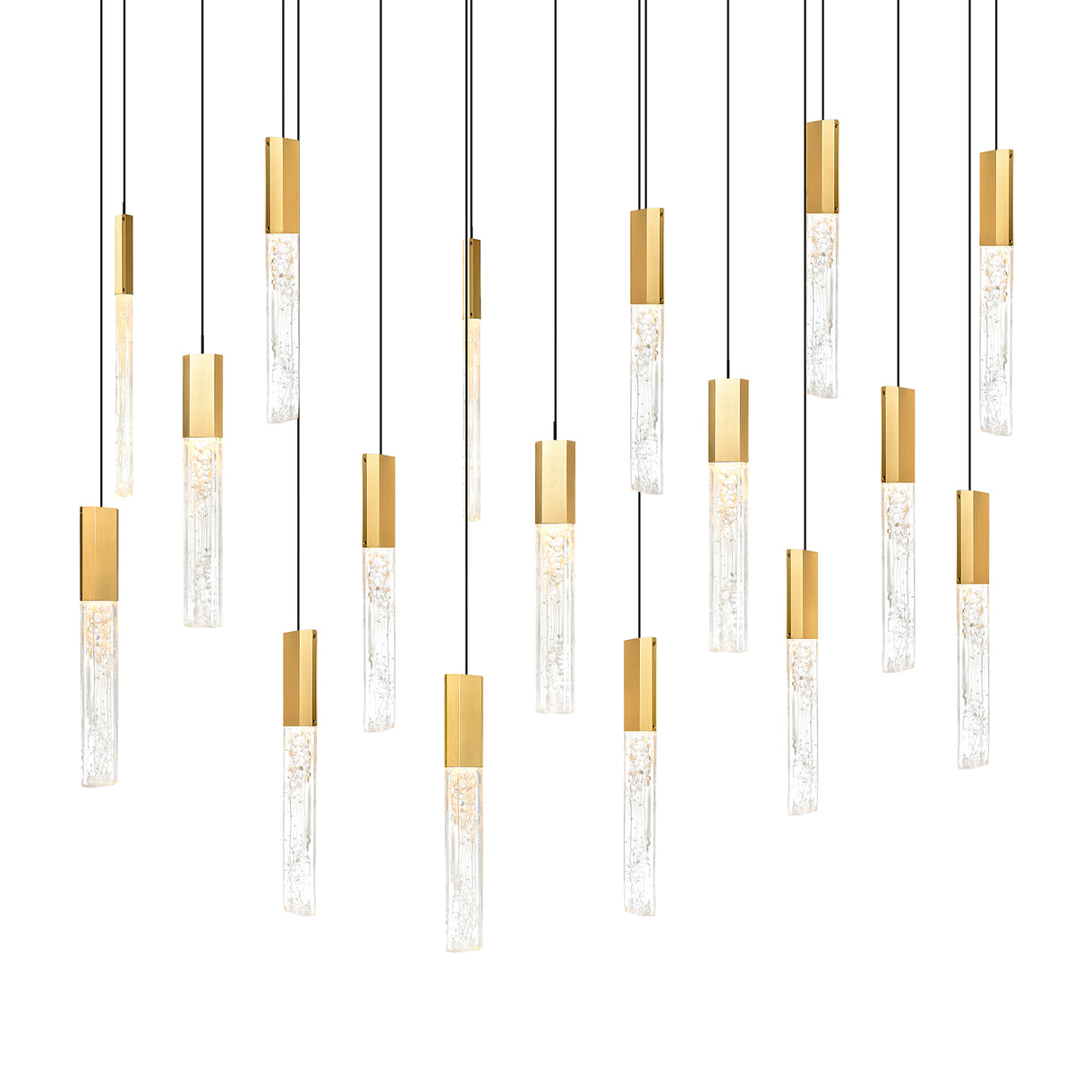 Greta Integrated LED 48in Brass Chandelier with Handcrafted Glass