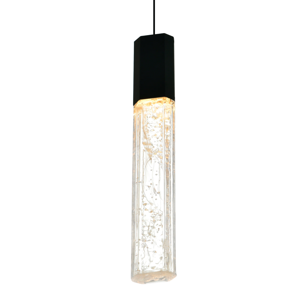 Greta Integrated LED 5in Black Mini Pendant with Handcrafted Glass