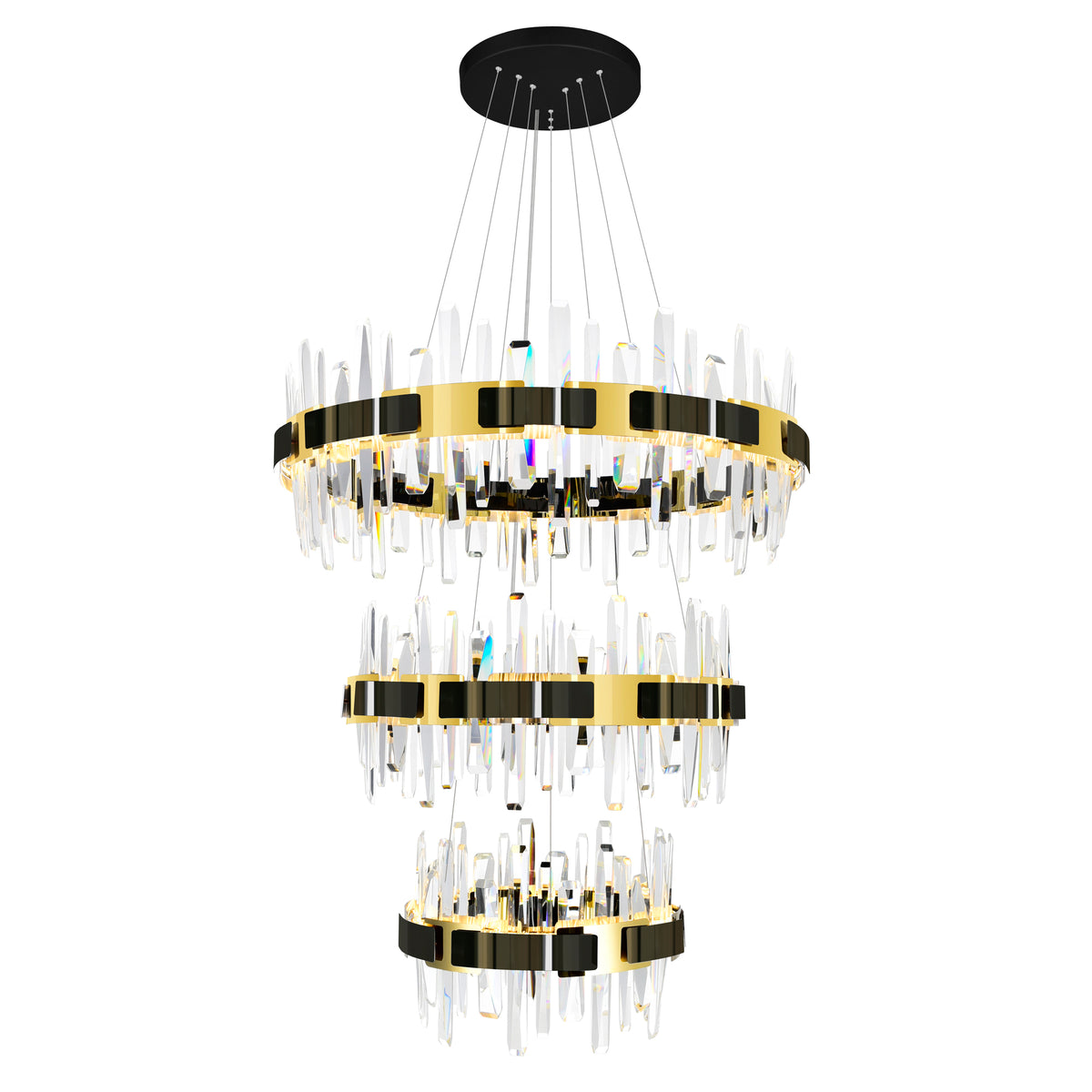 Aya 3-Tier Integrated LED 32in Pearl Black Chandelier