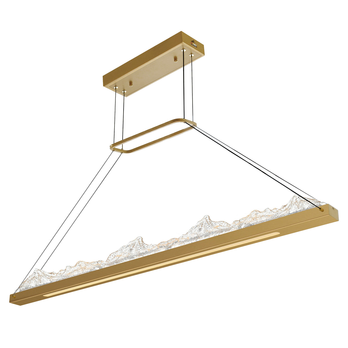 Himalayas Integrated LED 48in Brass Chandelier with Handcrafted Glass