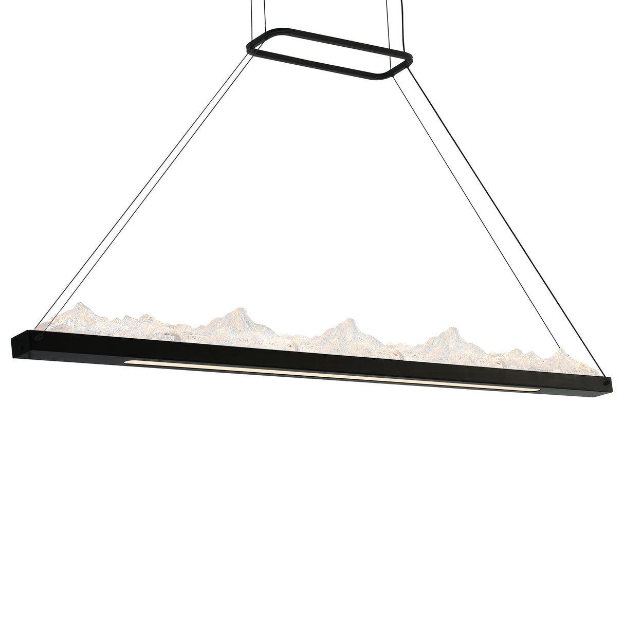 Himalayas Integrated LED 62in Black Chandelier with Handcrafted Glass