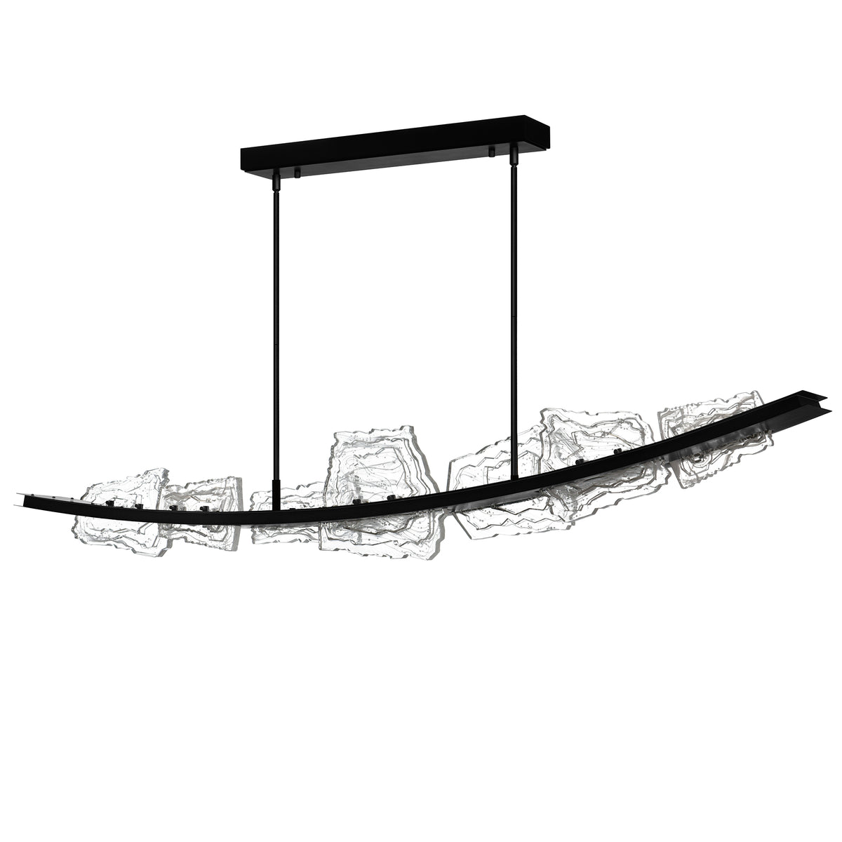 Arcus Integrated LED 70in Black Chandelier with Handcrafted Glass