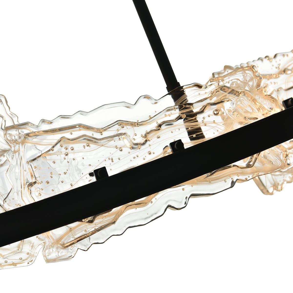Arcus Integrated LED 70in Black Chandelier with Handcrafted Glass