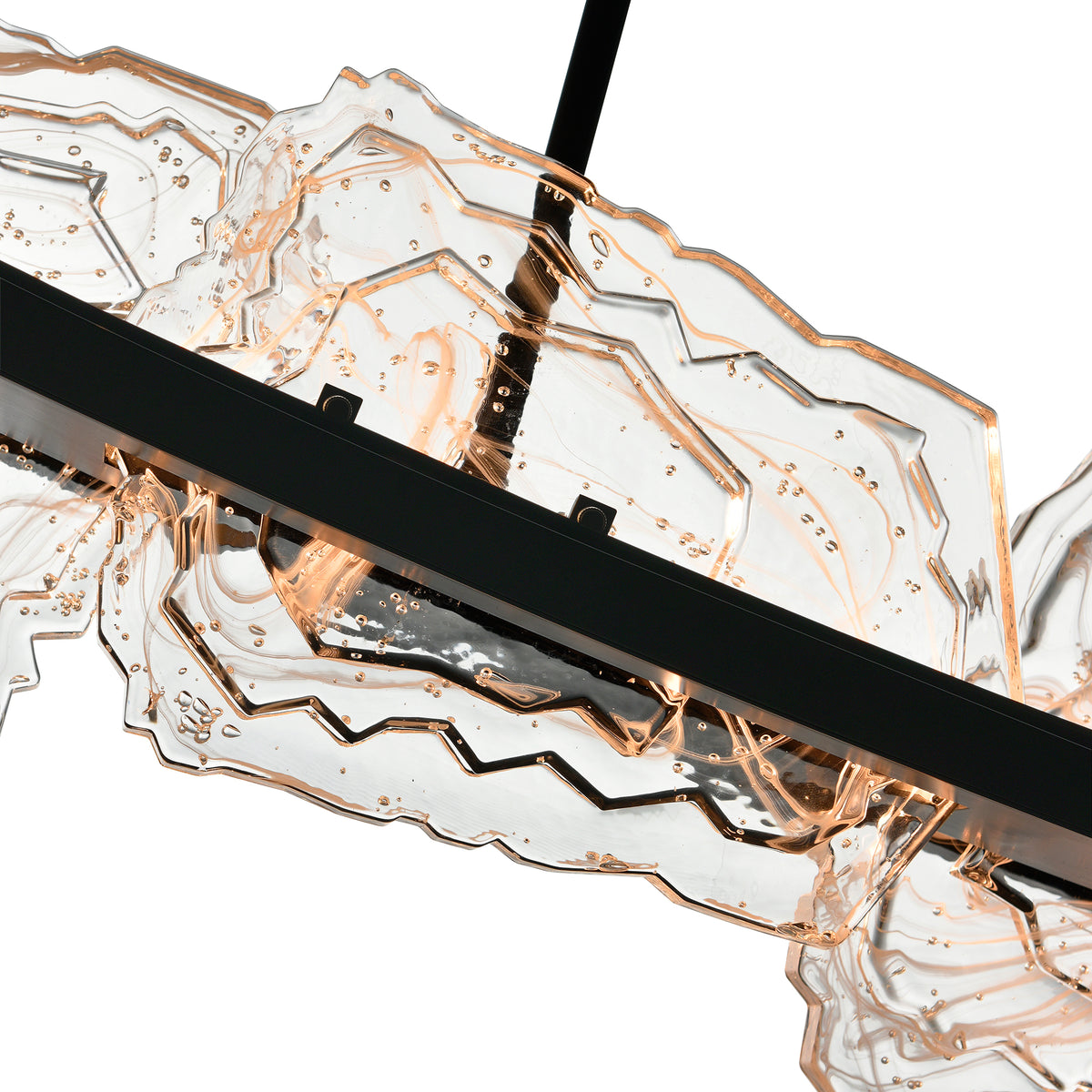 Arcus Integrated LED 70in Black Chandelier with Handcrafted Glass
