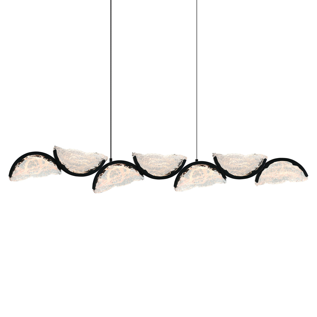 Moon Integrated LED 54in Black Chandelier with Handcrafted Glass
